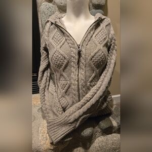 TNA Cable Knit Zip Up Hooded Sweater size XS